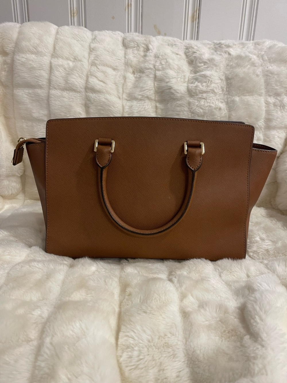2013 Michael Kors Cognac Saffiano Satchel - Picture 2 of 7